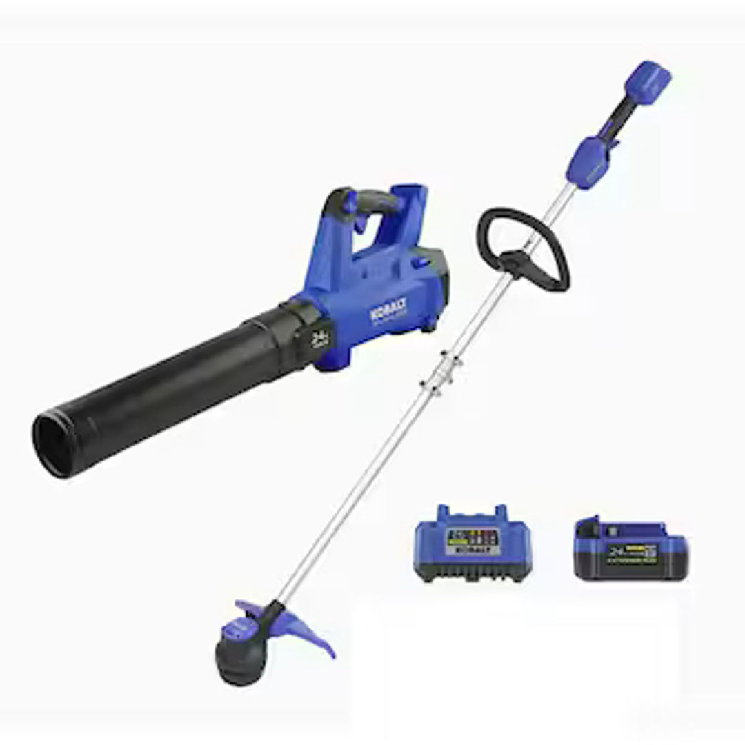 Kobalt 24-volt Cordless Battery String Trimmer and Leaf Blower and 4 Ah