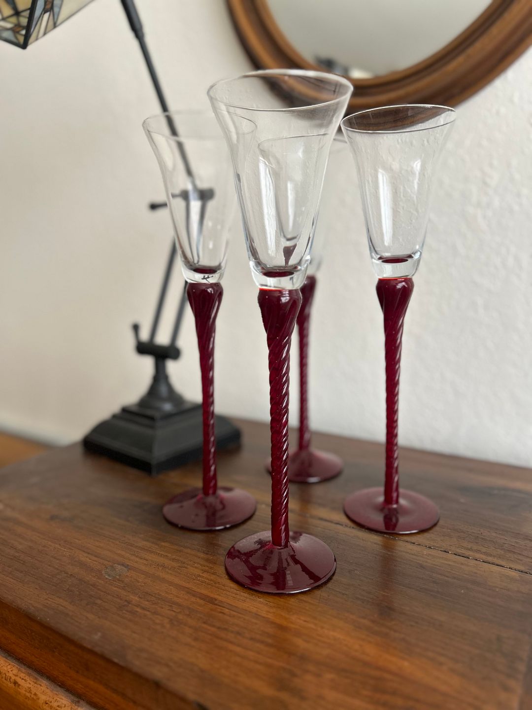 Hand Blown Art Glass Champagne Flutes
