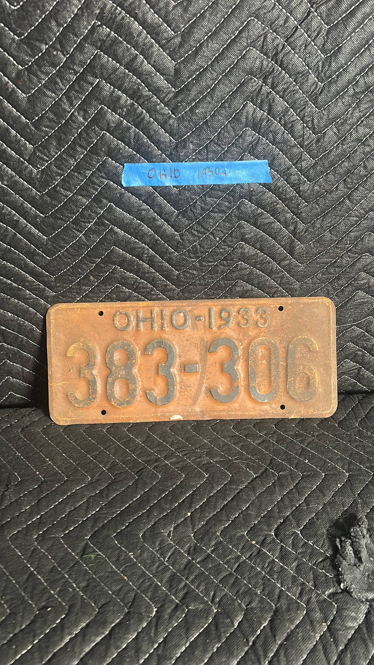 1933 Ohio License Plate