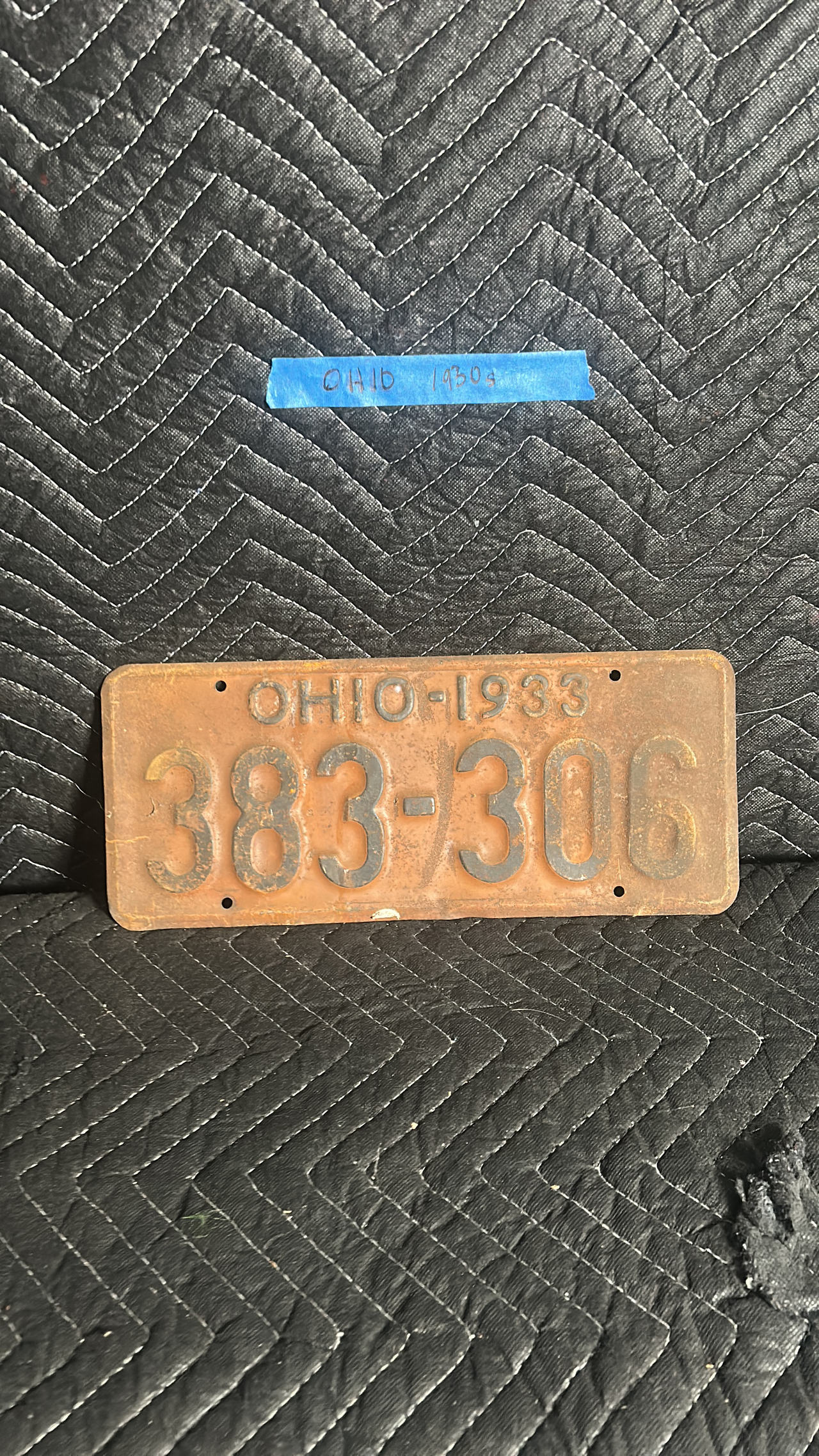 1933 Ohio License Plate