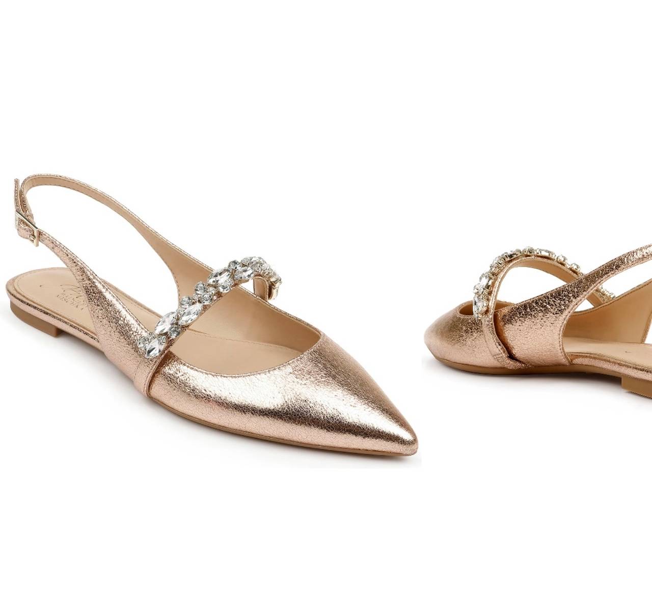 Jewel Badgley Mischka Raina Crystal Embellished Slingback Flat