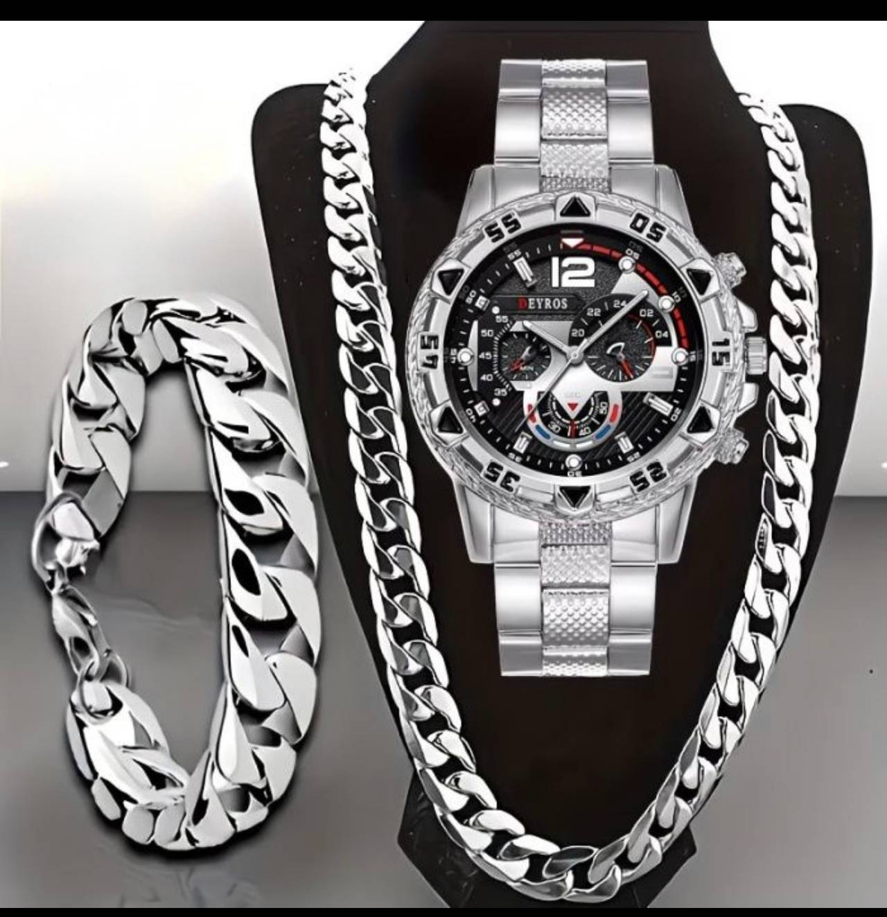 Deyros Men's Watch and Jewelry Set Inv #3011