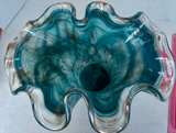 Vintage Large Murano Style Glass Ruffled Vase - Image 3