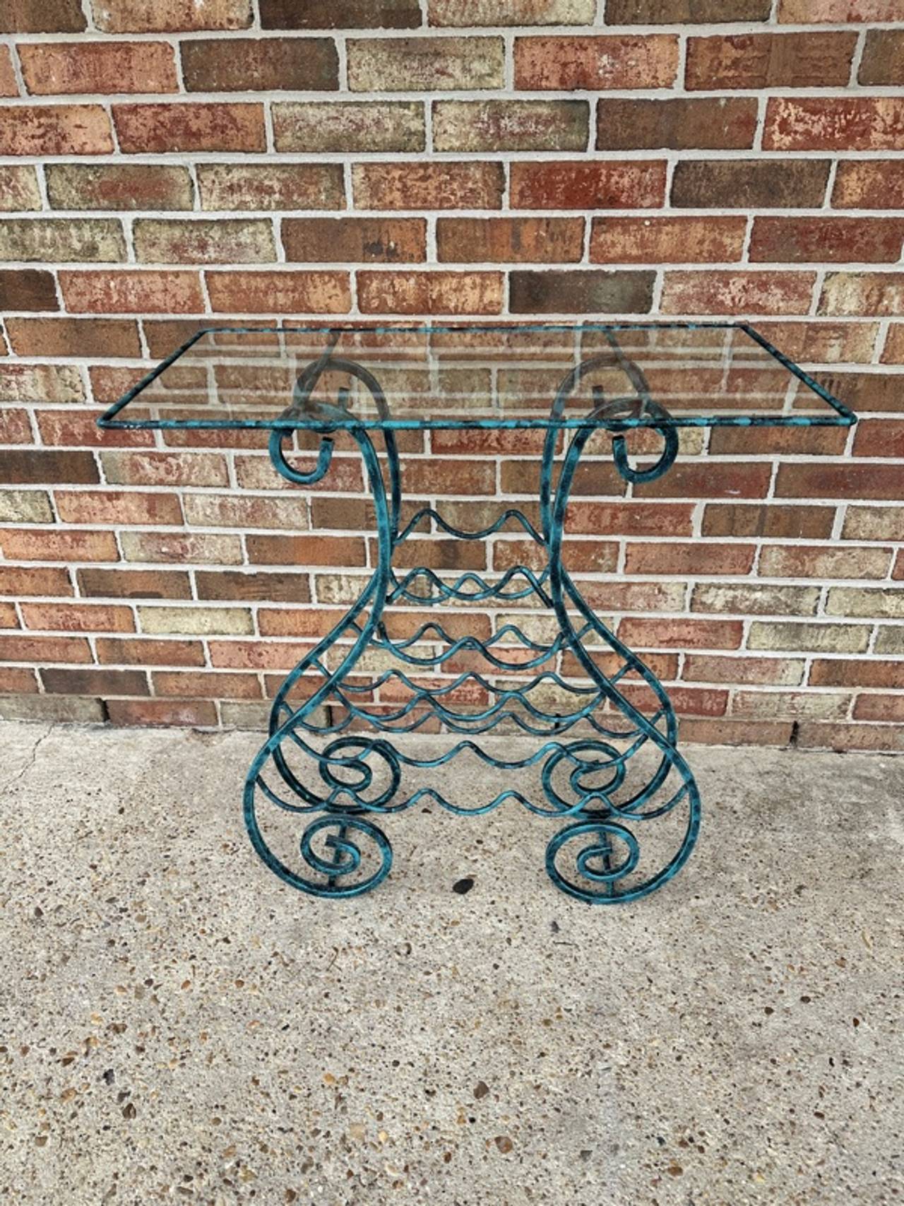 Metal Wine Rack with Glass Top