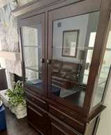 Traditional Dark Wood China Cabinet Hutch - Image 5