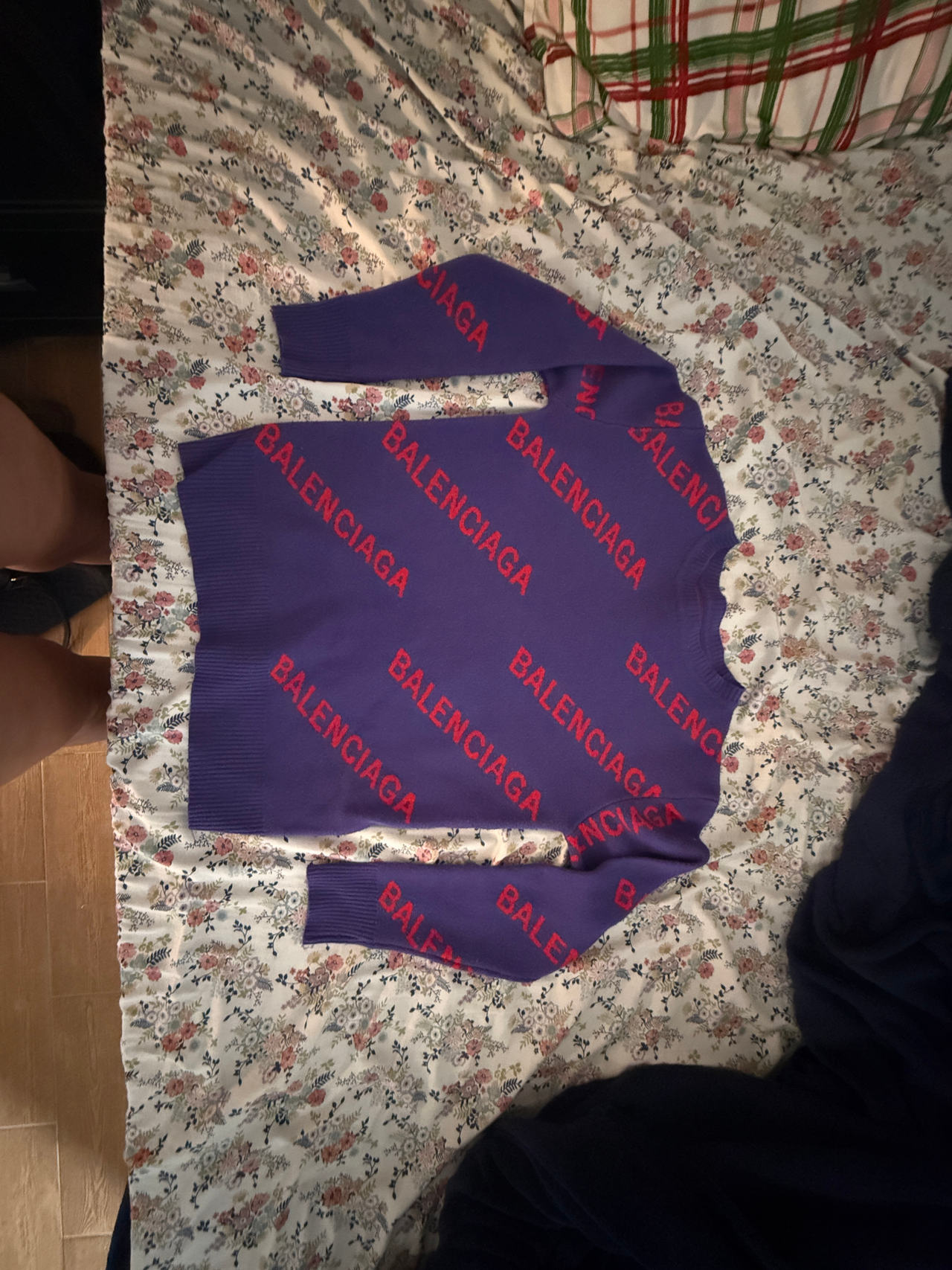 Balenciaga Allover Logo Crewneck Sweater Purple/Red