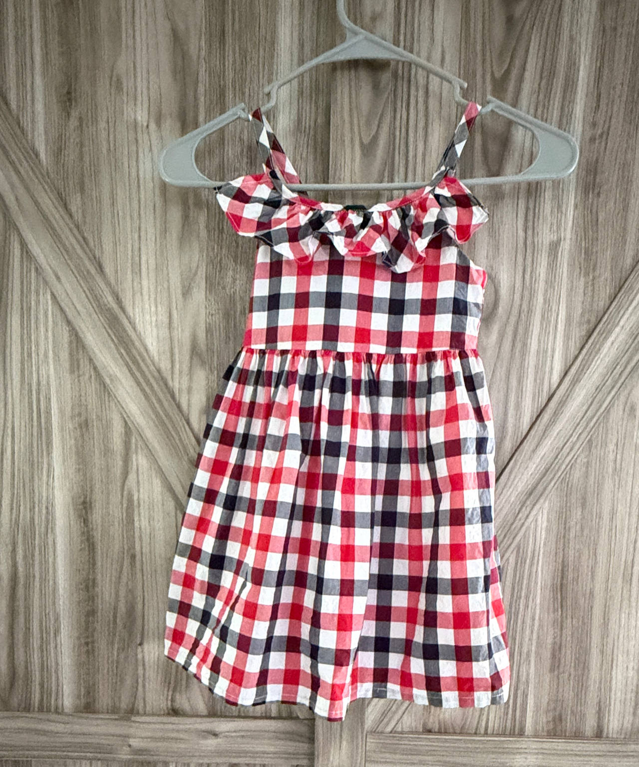 Tommy Bahama Girls Red and Black Gingham Ruffle Dress 3T