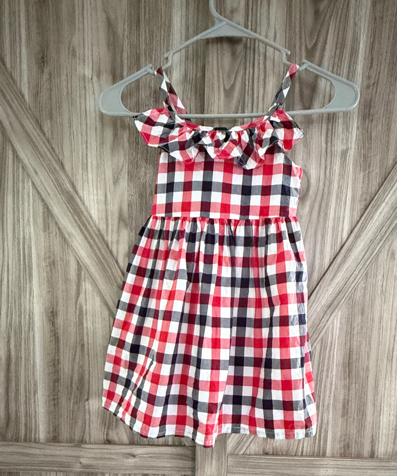 Tommy Bahama Girls Red and Black Gingham Ruffle Dress 3T