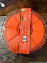 Core Kitchen Red Round Divided Snack Tray with Lid - Image 2