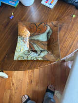Vintage Square Glass Calla Lily Decorative Plate - Image 1