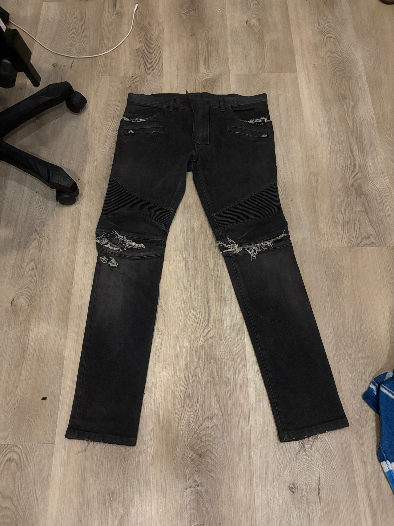 Balmain Distressed Biker Jeans