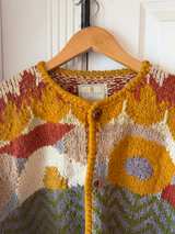 Express Tricot Vintage Hand Knit Cardigan Multi Earth Tones - Image 4