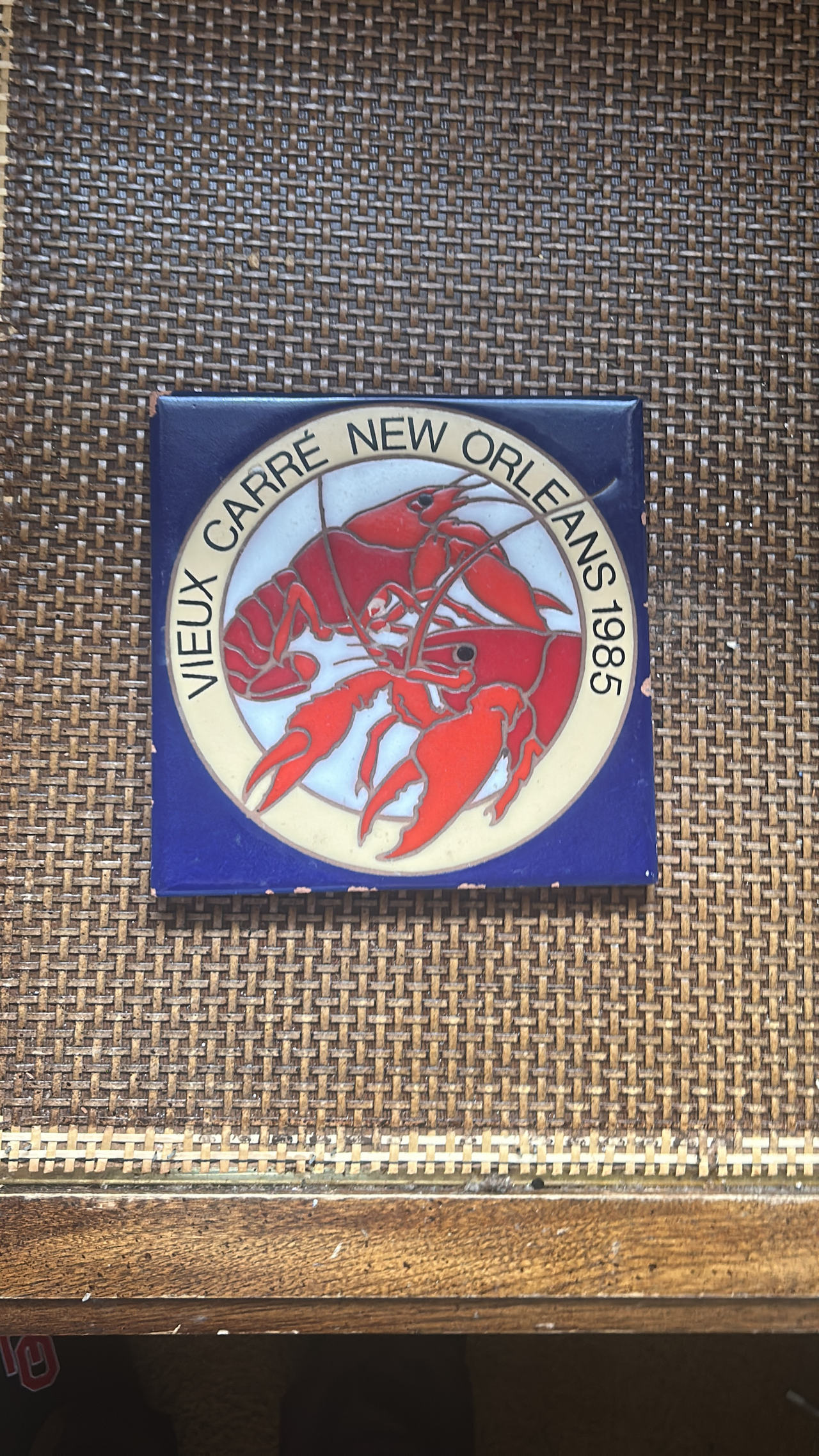 Vintage 1985 Vieux Carré New Orleans Crawfish Ceramic Tile