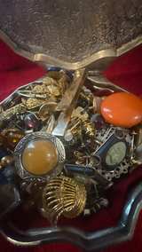 Vintage Silver Tone Jewelry Box with Mixed Costume Jewelry Lot - Image 6
