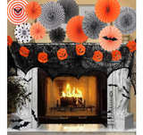YUNISON Halloween 12pcs Paper Fan Decorations Kit DIY Ceiling Hanging Paper Fans - Image 4