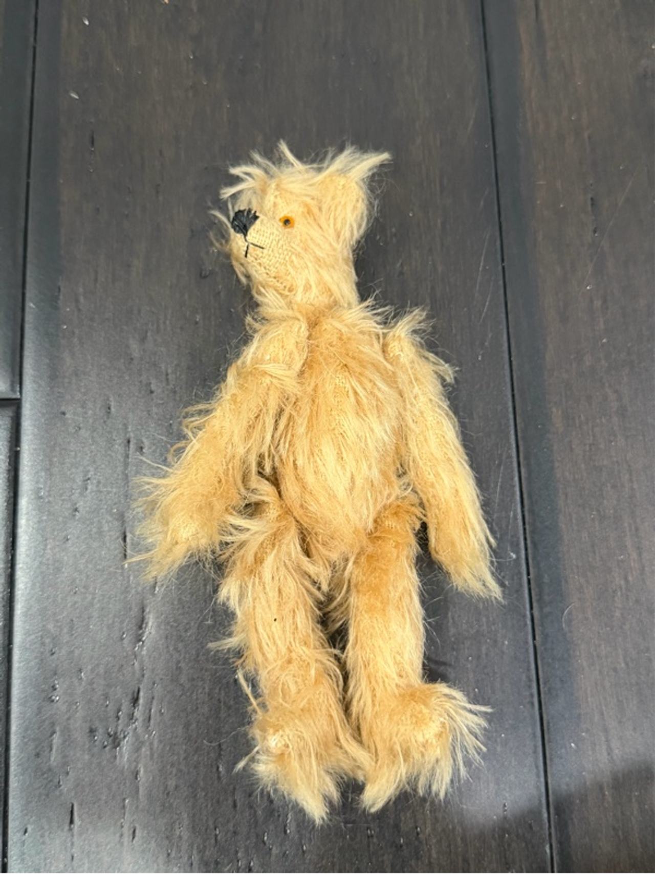 Small MOHAIR JOINTED Baby Brown Bear Plush Tiny
