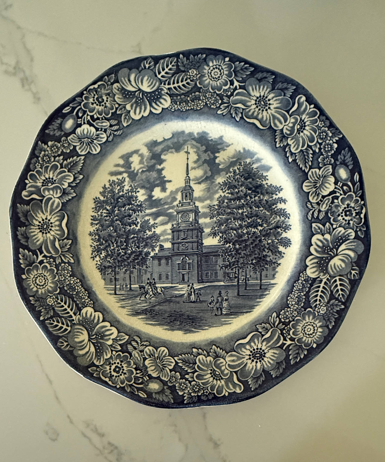Liberty Blue Independence Hall Dinner Plate