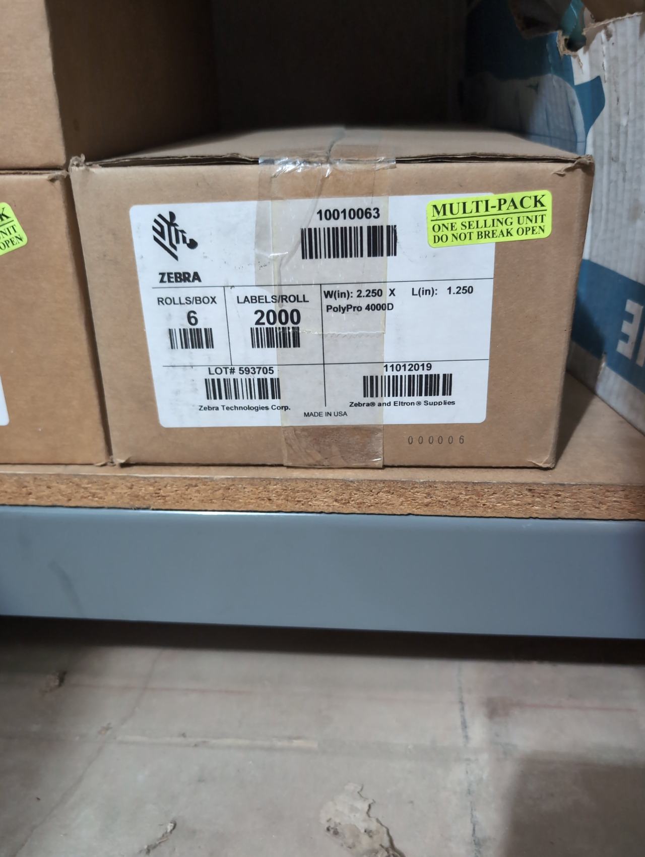 Zebra PolyPro 4000D Thermal Labels 2.25" x 1.25" (6 Rolls)