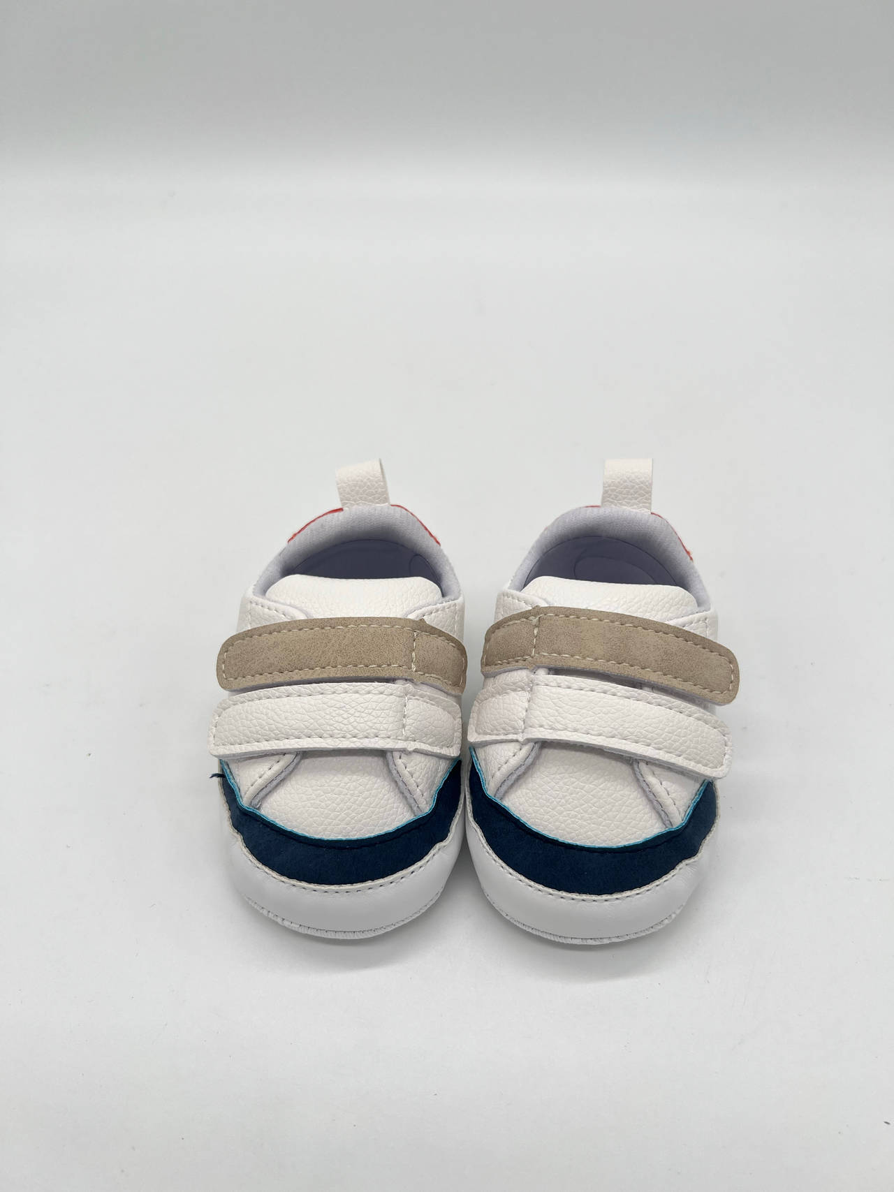 Little Me Infant Prewalker Crib Shoes Size 1 White Navy Tan NWOT
