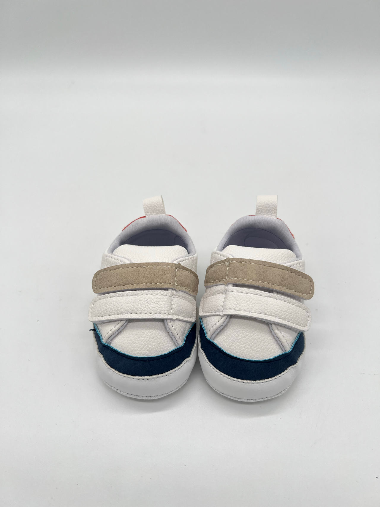 Little Me Infant Prewalker Crib Shoes Size 1 White Navy Tan NWOT