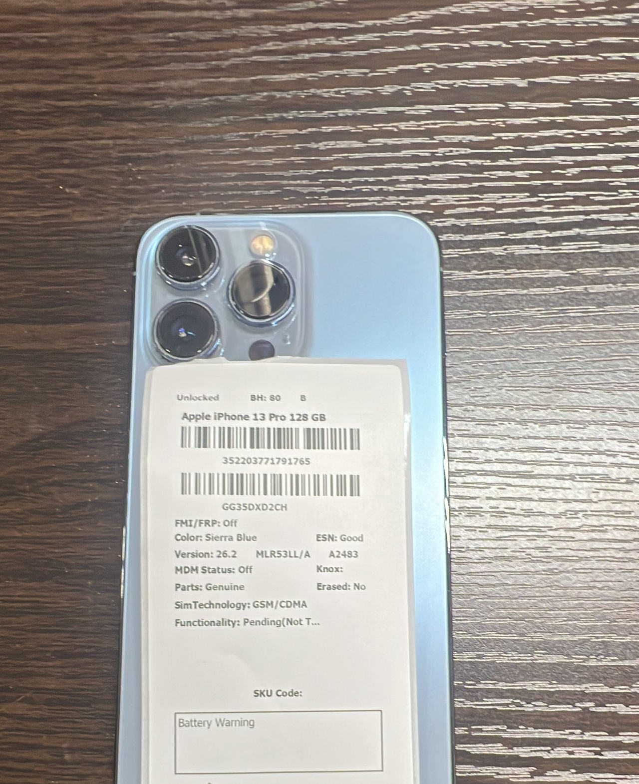 Apple iPhone 13 Pro 128GB Sierra Blue Unlocked