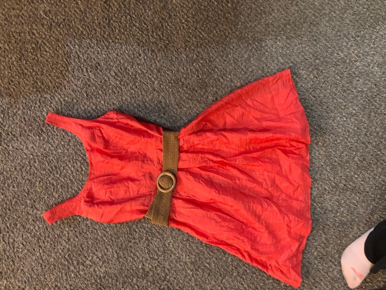 Nine West Coral Orange Belted Fit & Flare Dress