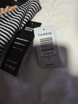 Torrid Floral and Stripe Ruched One-Piece Swimsuit - Image 1