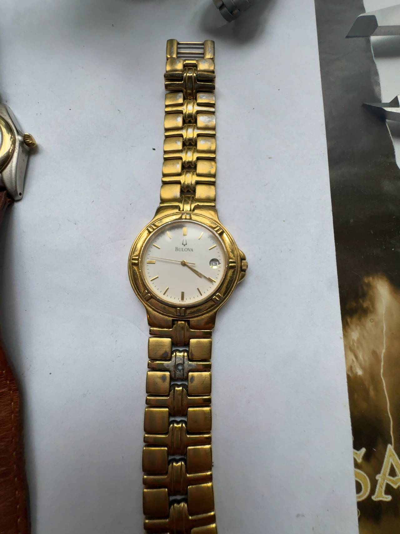 Bulova Women's Gold Tone 23mm Round Date Watch