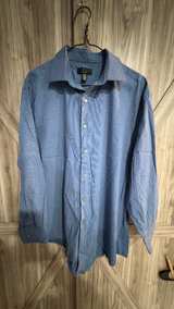 Alfani Men's Regular Fit Geometric Print Dress Blue Shirt Large 16-16 1/2 - Image 1