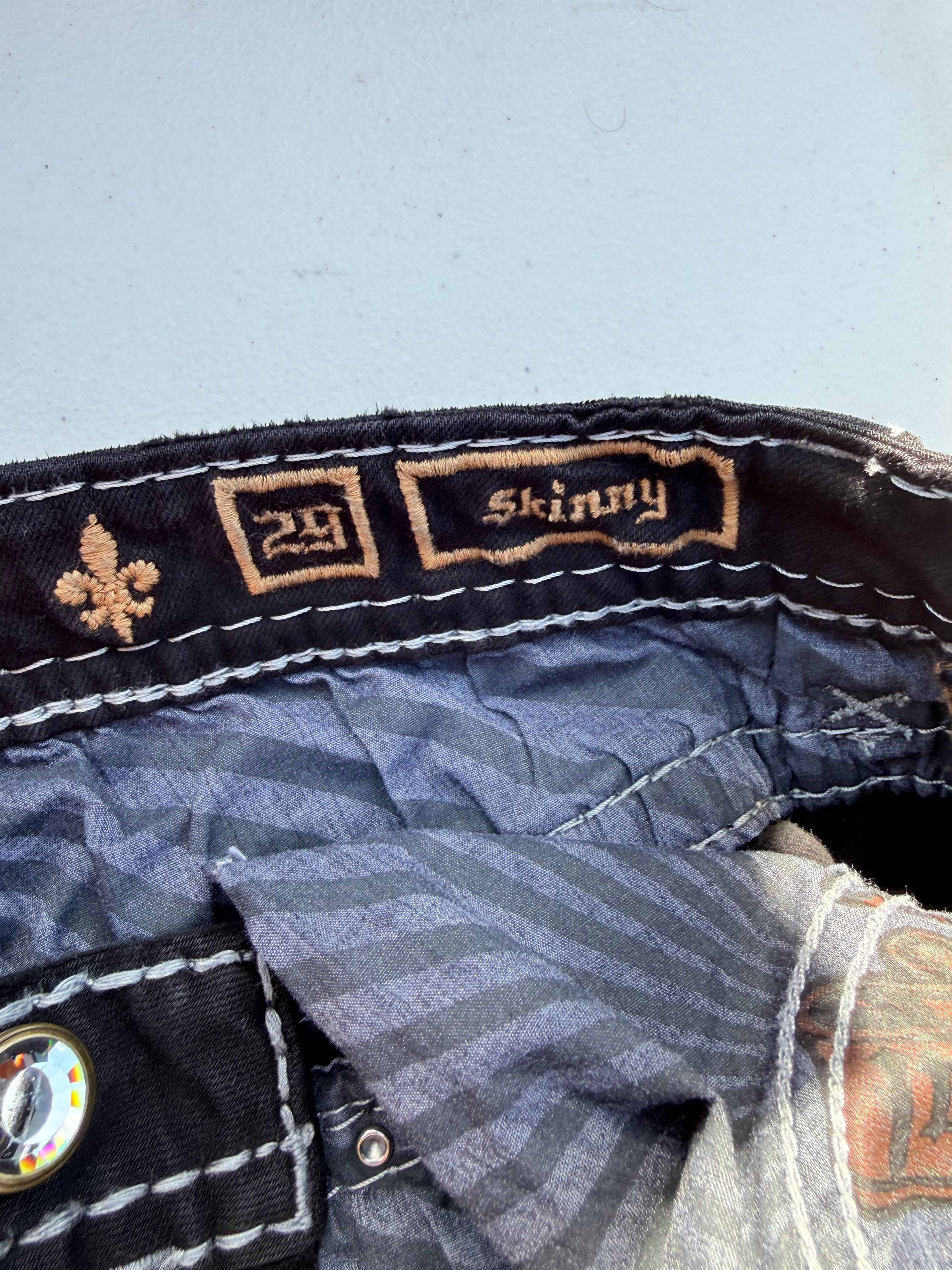 Rock Revival Black Skinny Jeans with White Stitching - Image 2