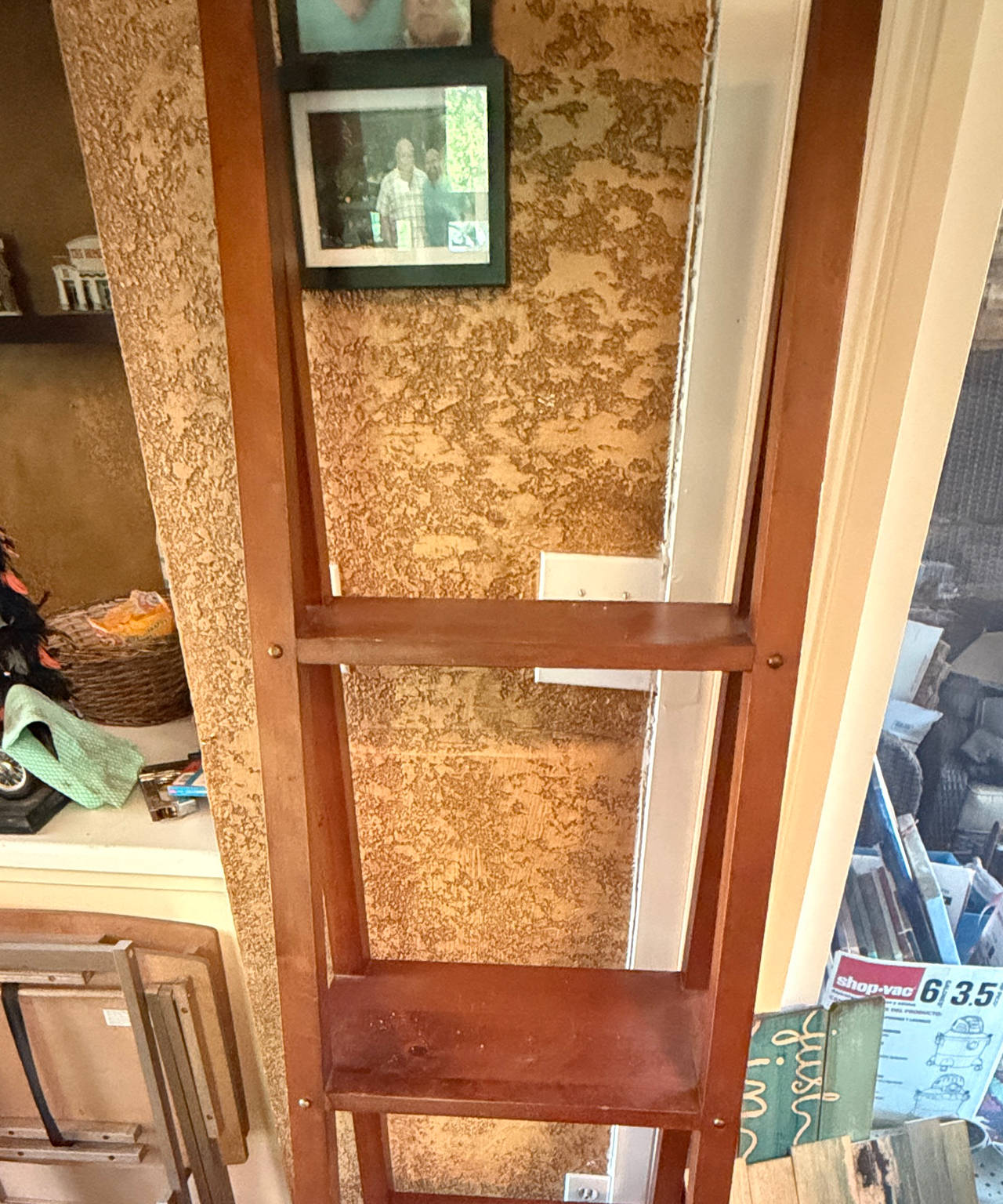 Wooden Leaning Ladder Shelf