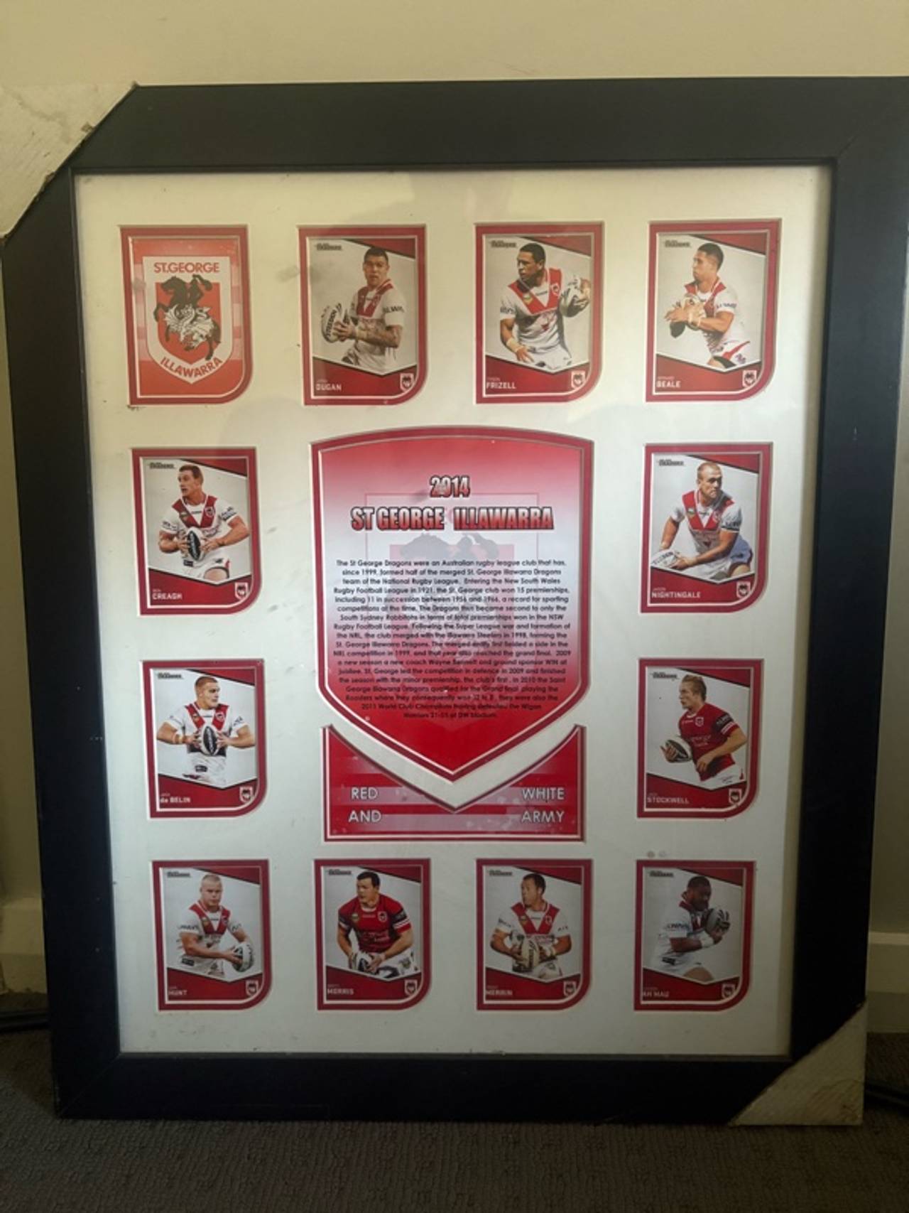 St George Illawarra Dragons Framed NRL Card Set