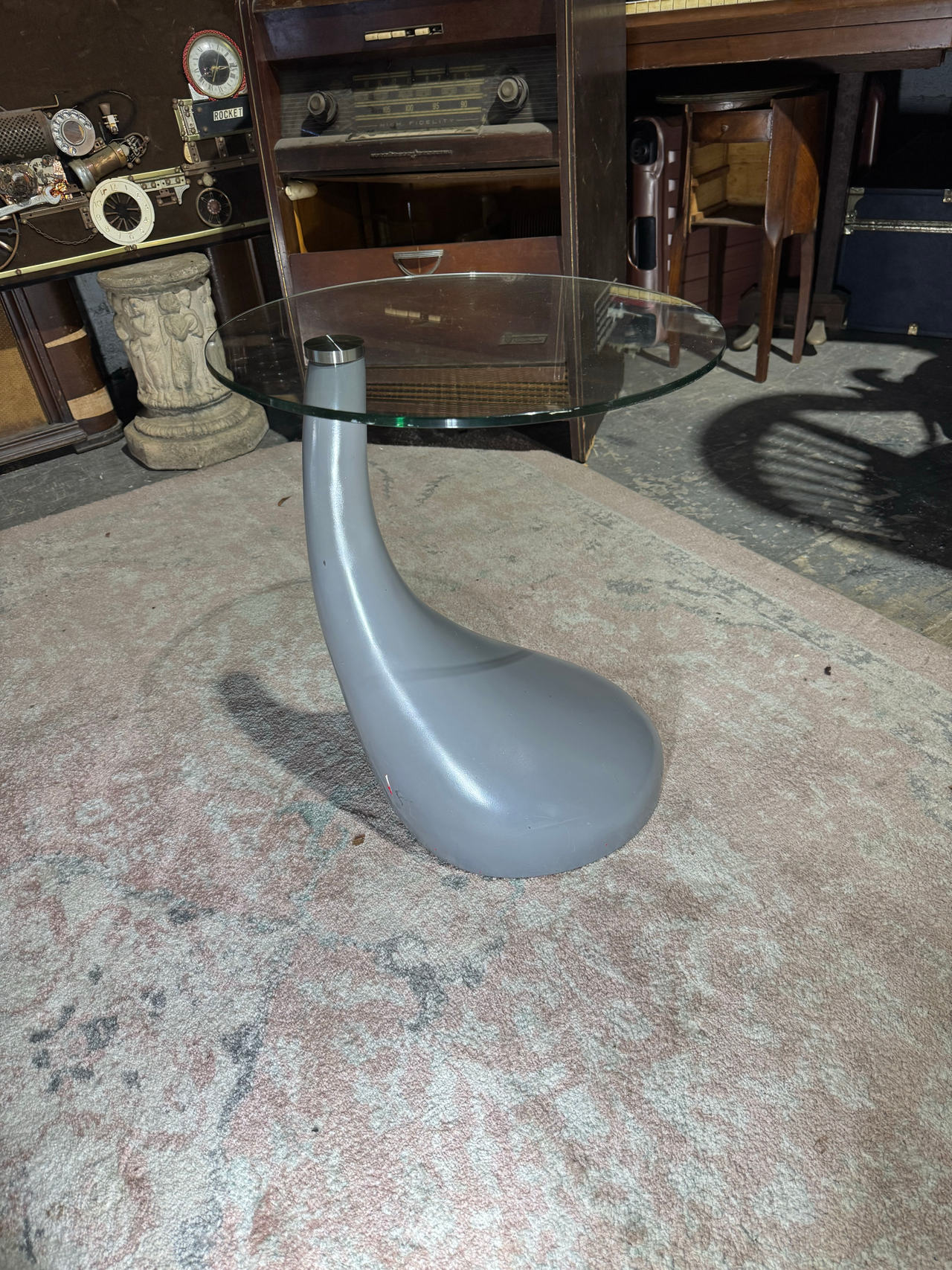 Mid-Century Modern Teardrop Glass Side Table