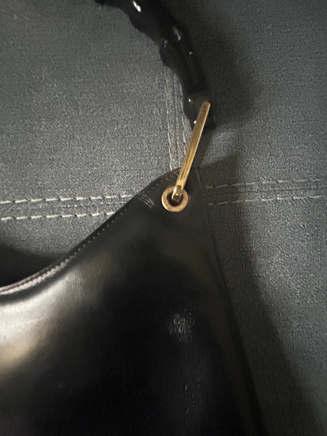 Bamboo Handle Leather Bag