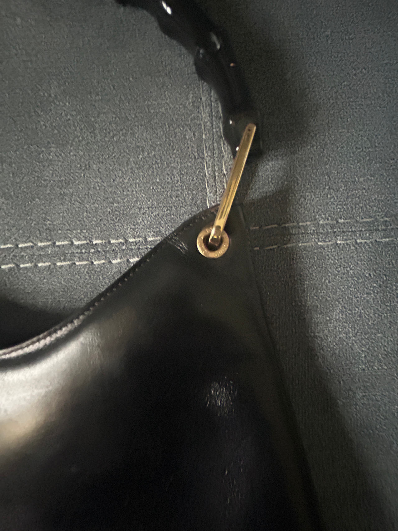 Bamboo Handle Leather Bag