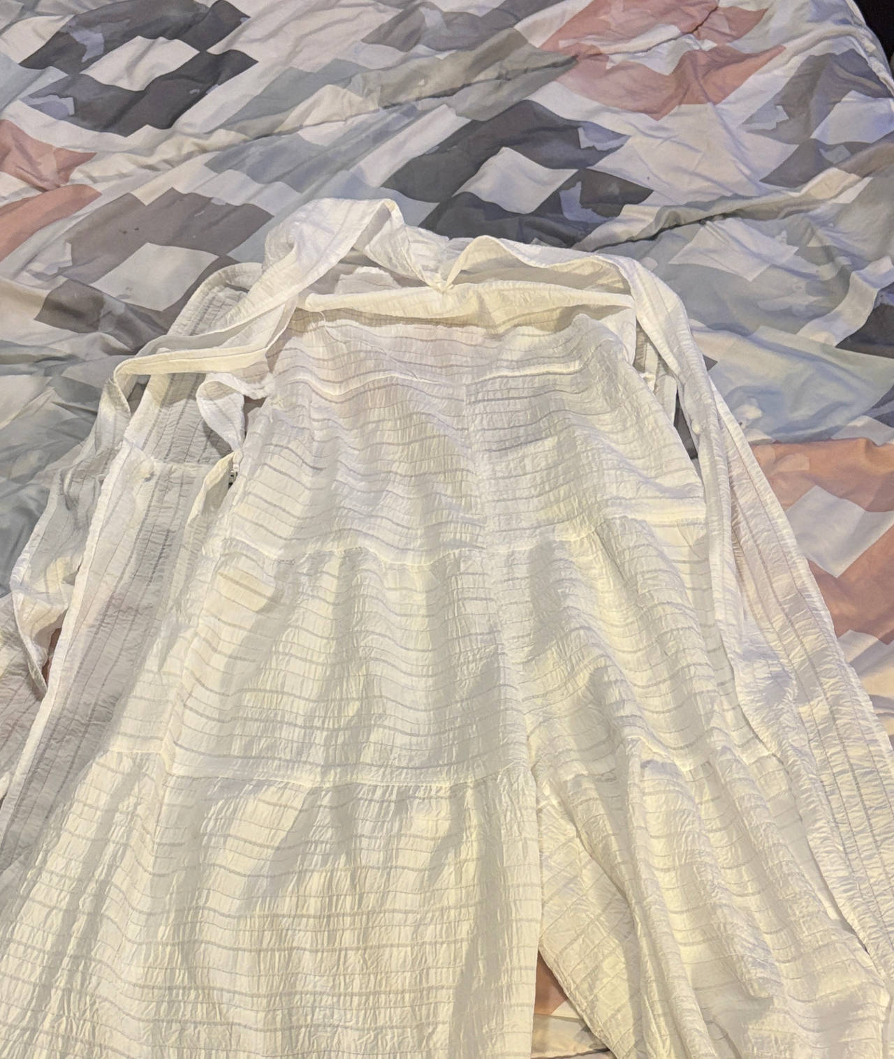 White Textured Tiered Halter Maxi Dress