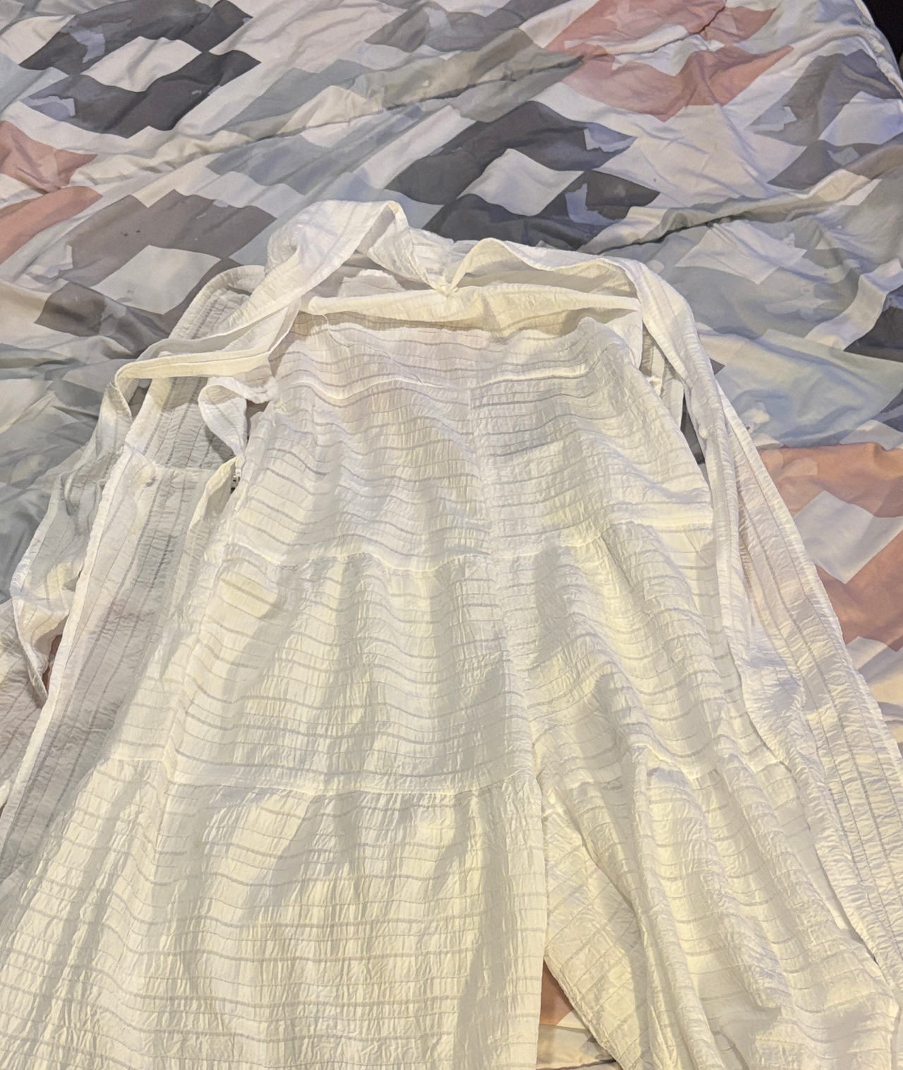 White Textured Tiered Halter Maxi Dress