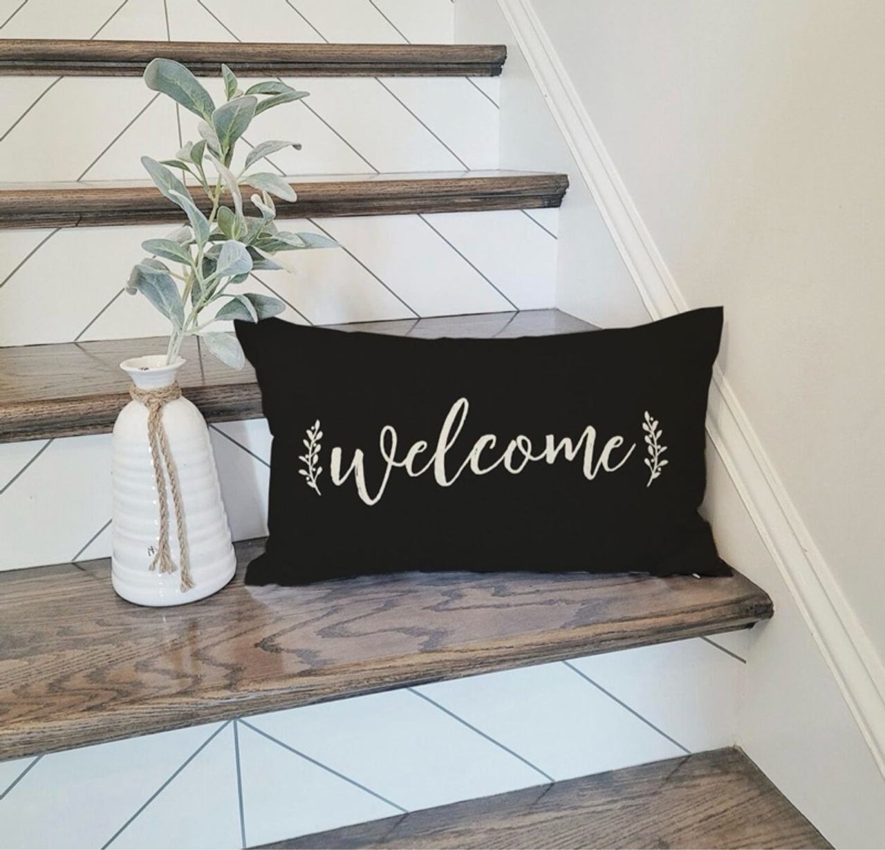 ULOVE Welcome Black Pillow Cover 12x20
