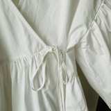 Kika Vargas White Cotton Puff Sleeve Spring Wrap Top Size Medium - Image 2