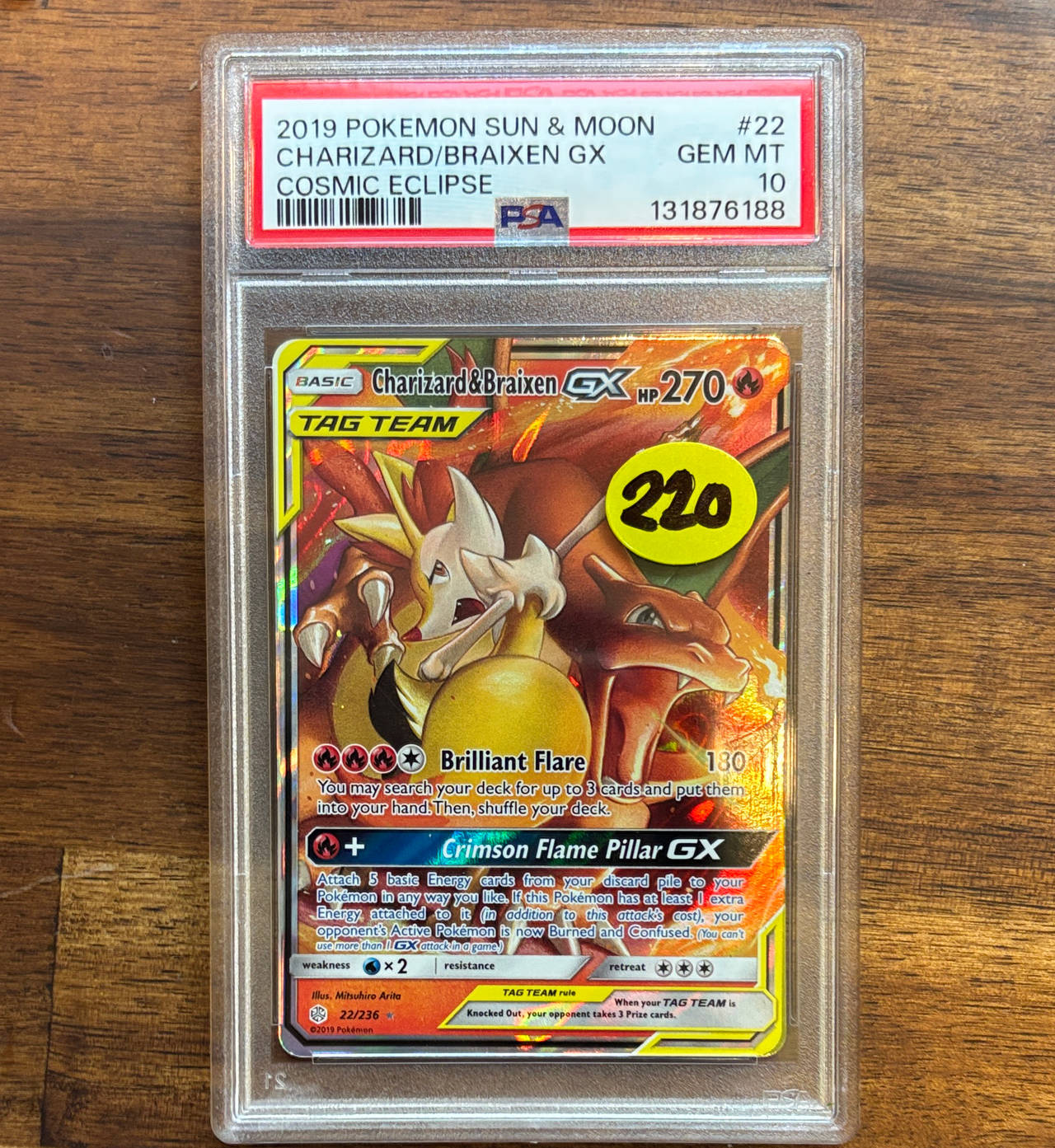 2019 Pokemon Sun & Moon Cosmic Eclipse Charizard & Braixen GX #22 PSA 10