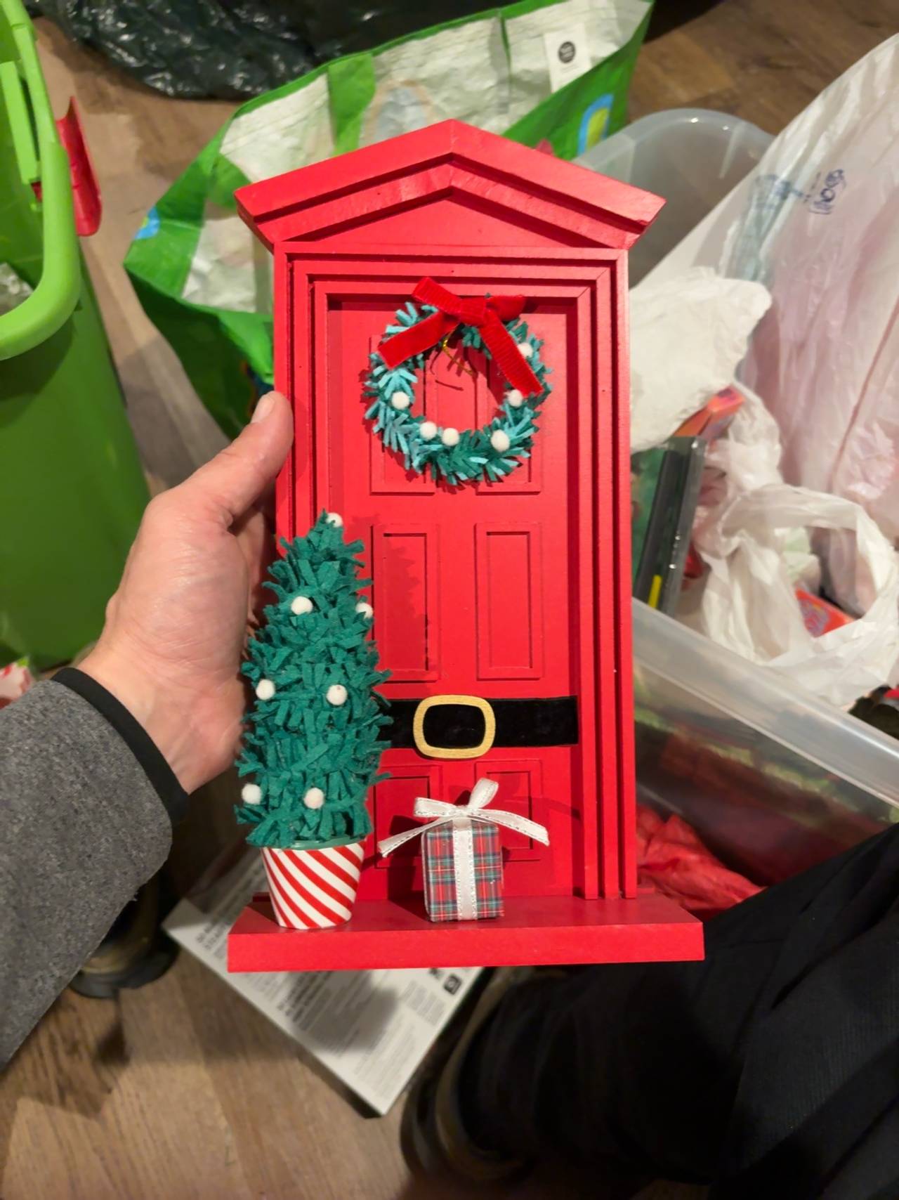 Red Wooden Miniature Elf Door