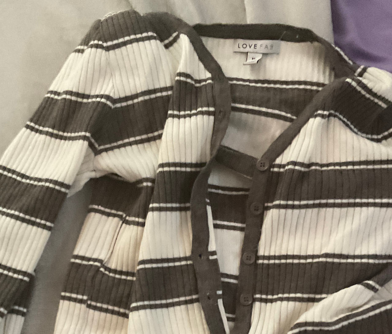 Love Fire Striped Ribbed Cardigan Set