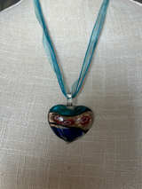Murano Glass Heart Pendant Necklace - Image 1