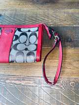 Coach Tan Clutch Wristlet Khaki & Red  - Image 3