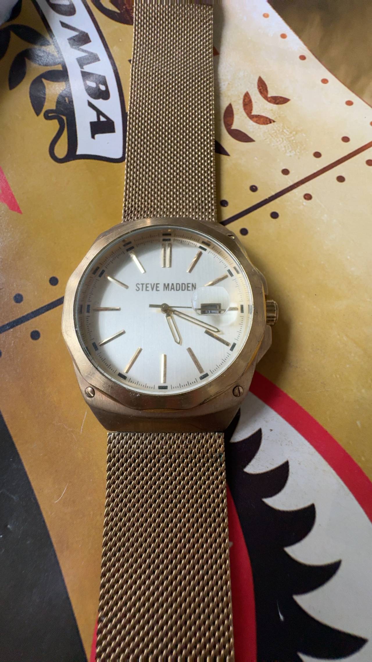 Steve Madden Men's Steel Mesh Watch Silver