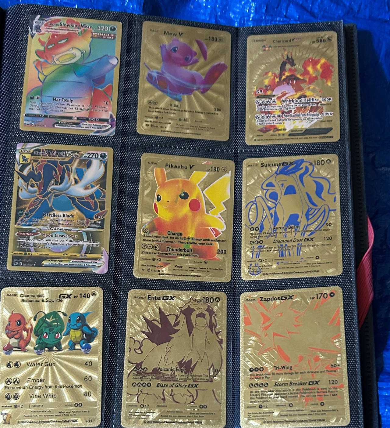 Gold Metal Custom Pokemon Cards Set of 9