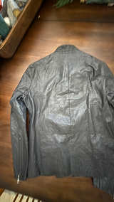 Religion WE_LIVE_IN_BLACK Black CRINKLE Leather Jacket Zippered Cuff: Small - Image 2