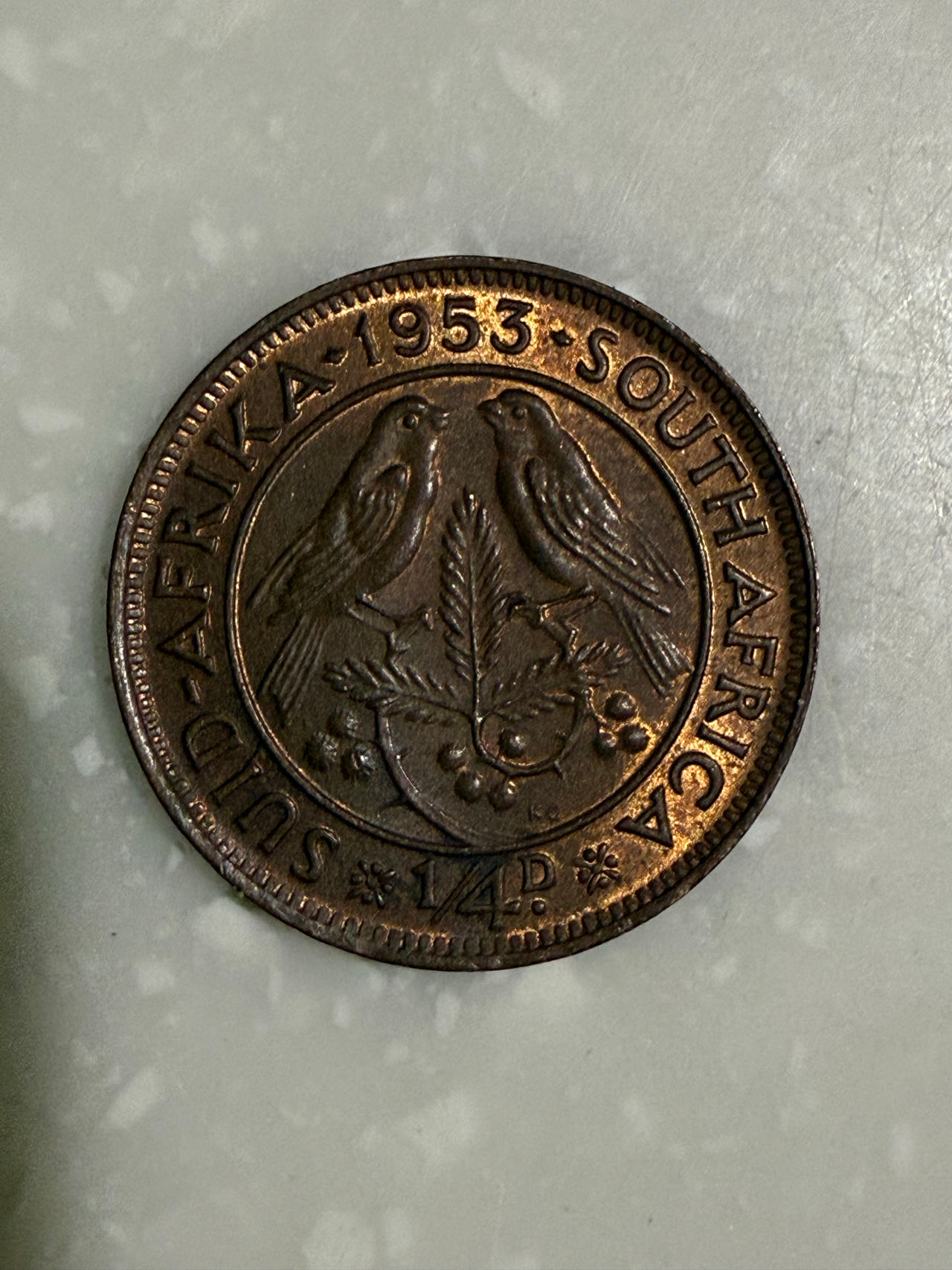 1953 South Africa 1/4 Penny Farthing E25