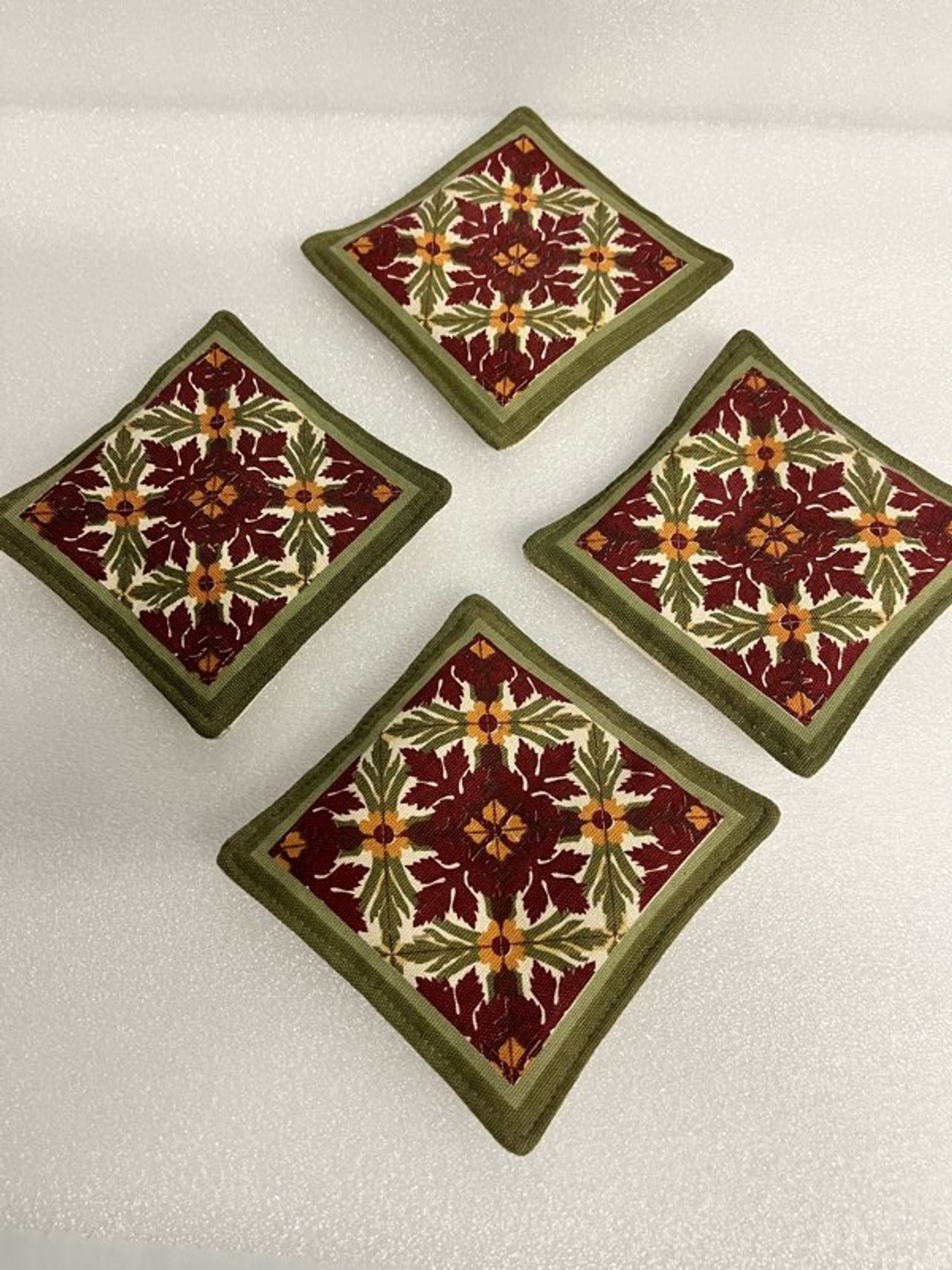Vintage Style Needlepoint Coasters Set of 4