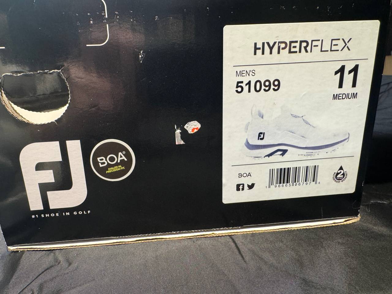 FootJoy HyperFlex BOA Golf Shoes White/Gray Size 11 Mens